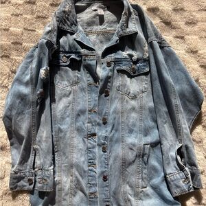 Revamped Light Blue Distressed Jean Jacket